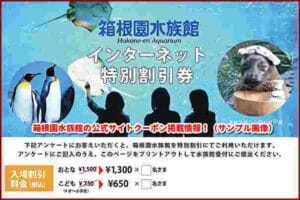 箱根園水族館の公式サイトクーポン掲載情報！（サンプル画像）